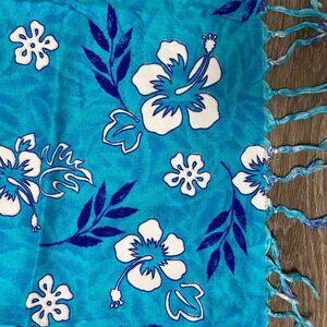 Tropical Blue Floral Swim Sarong